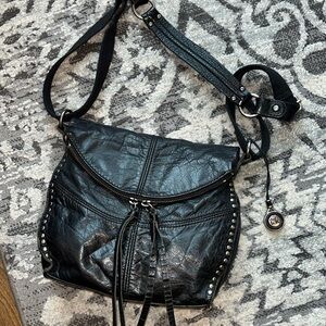The Sak Silverlake black leather crossbody bag with studs